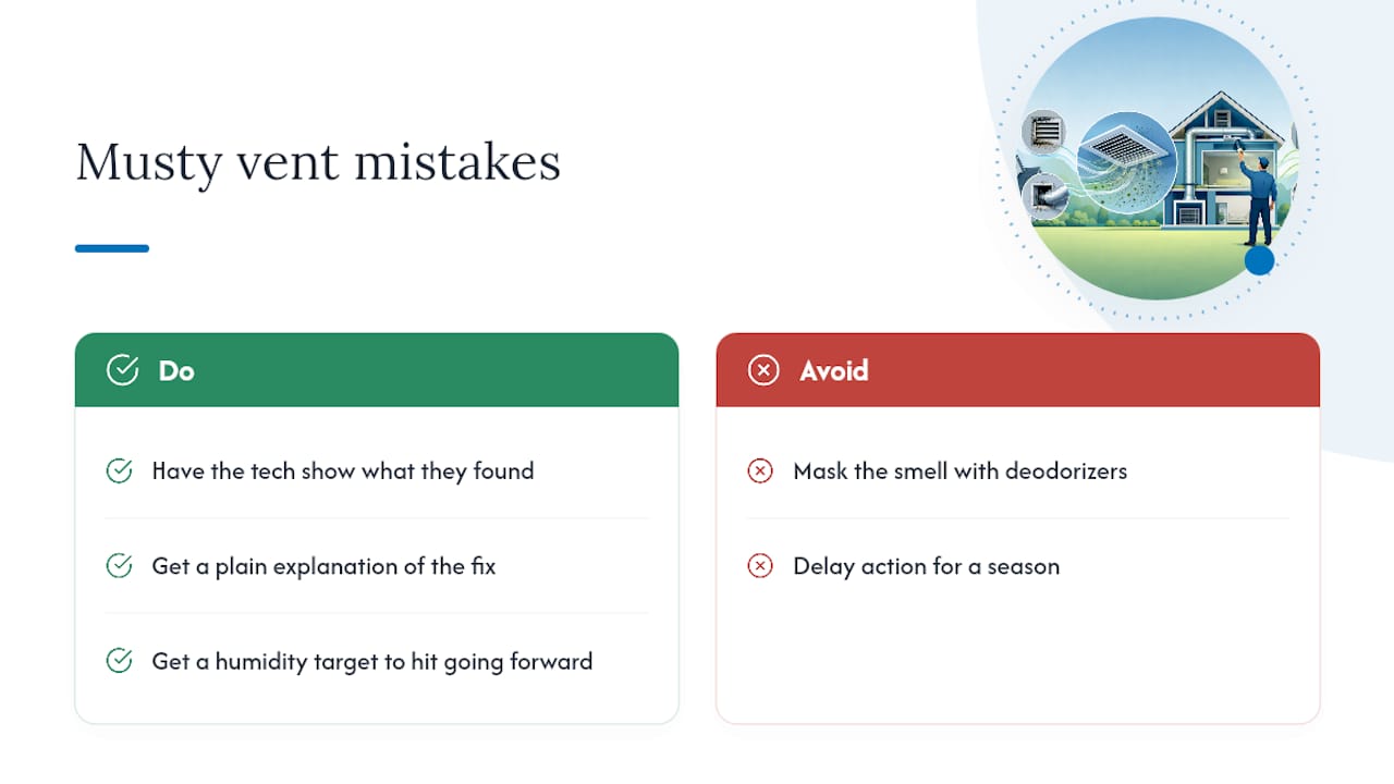What most homeowners get wrong about musty vent smells — overview diagram