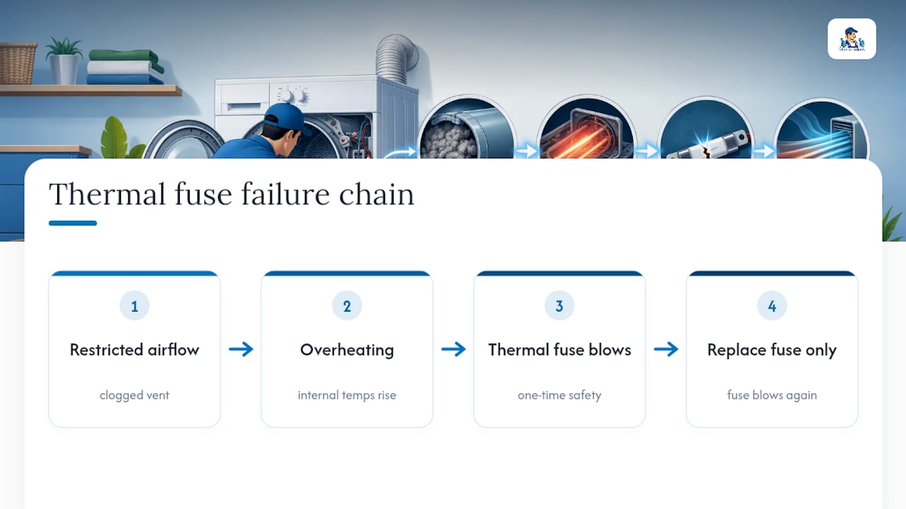 Causal chain from blocked vent to fuse failure