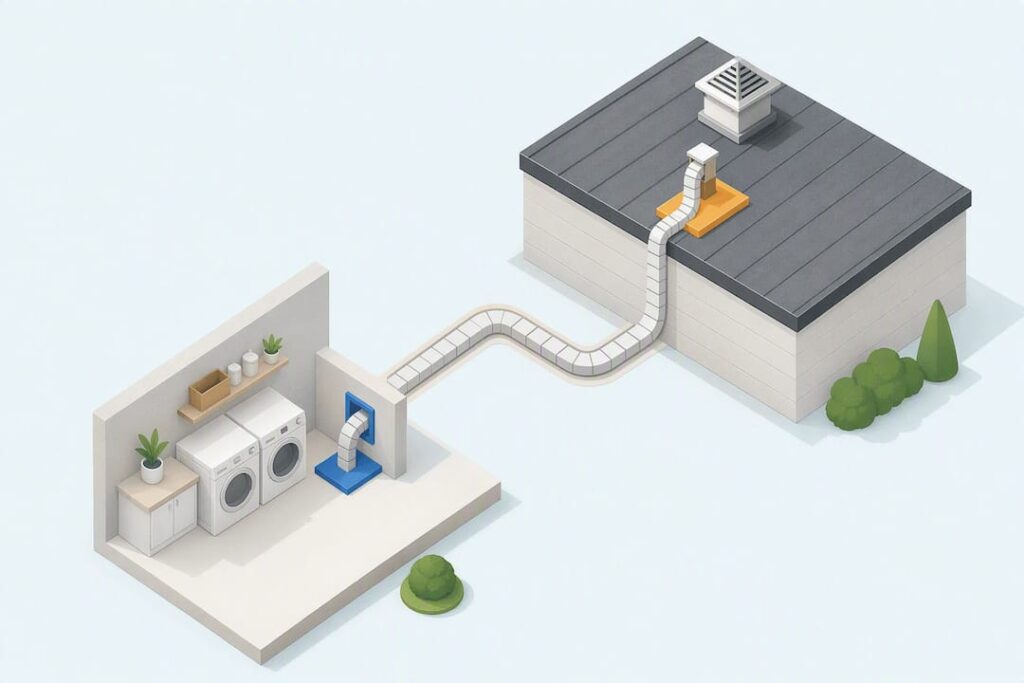 Isometric rooftop vent safety title card