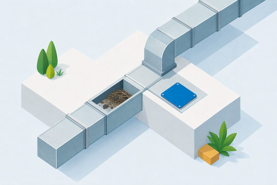 Isometric duct contamination title card