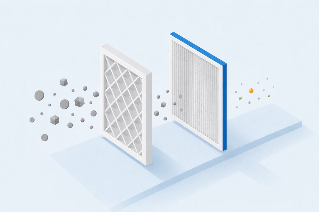 Isometric illustration of layered air filtration