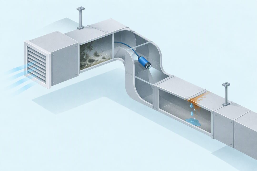 Isometric duct inspection title card