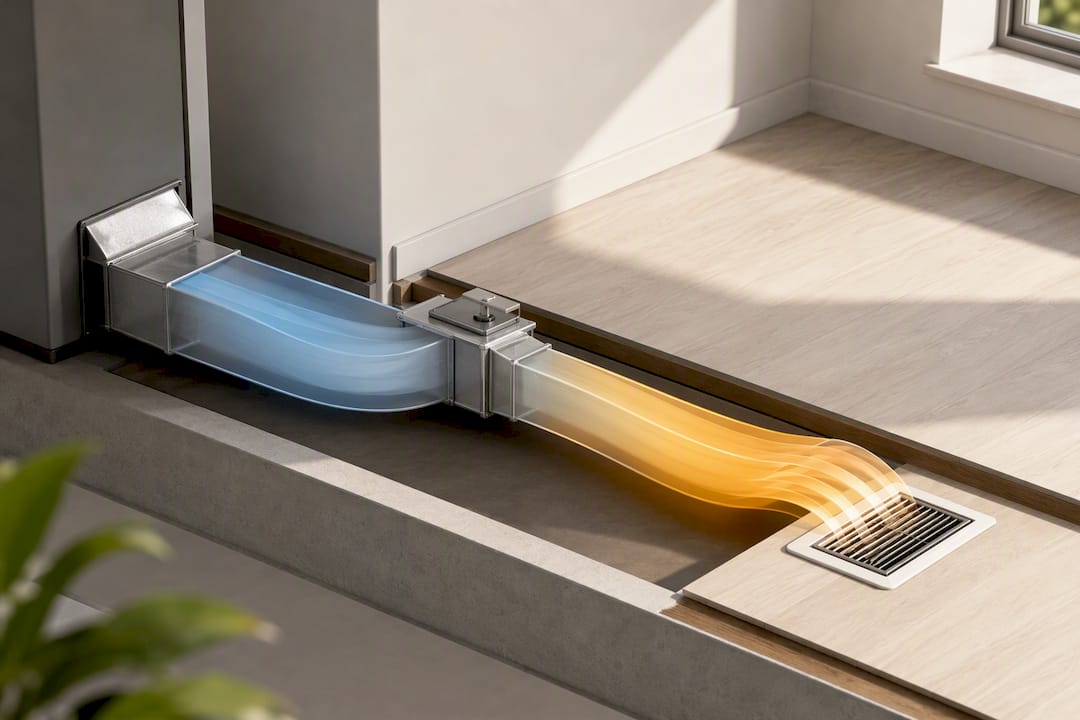 Illustration of heat pump duct airflow