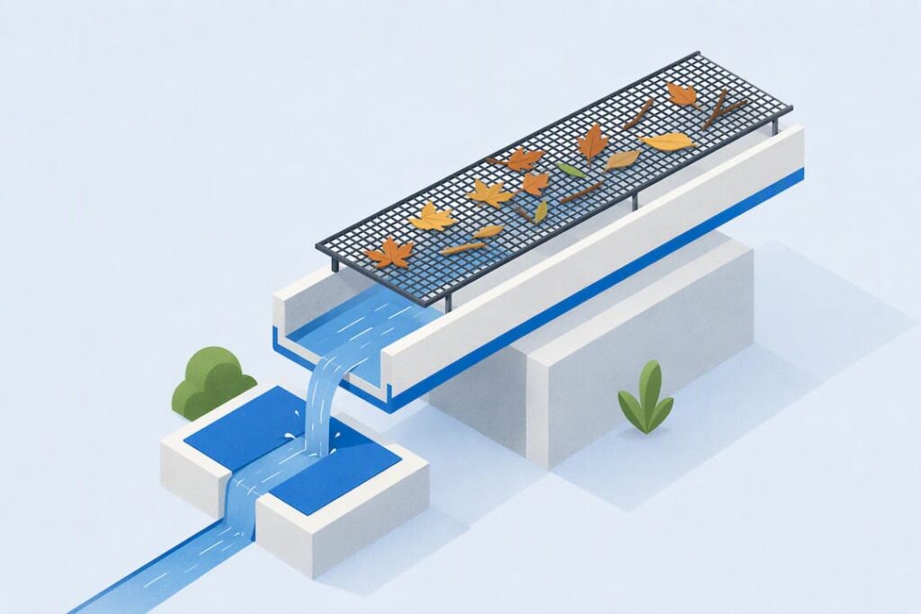 Isometric illustration of debris filtration